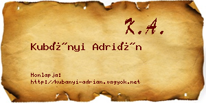 Kubányi Adrián névjegykártya